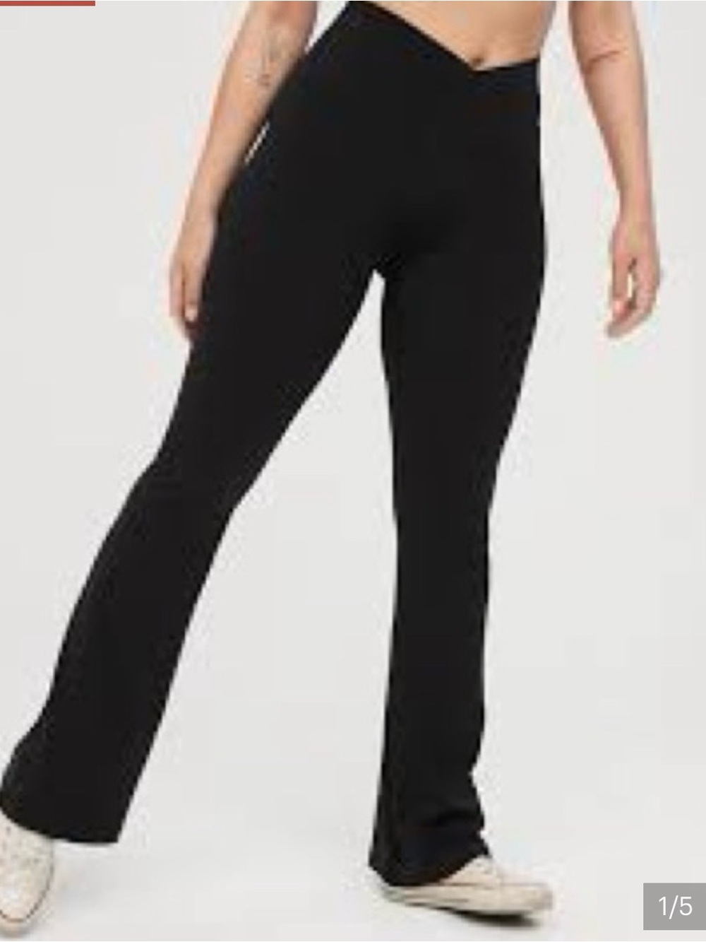 NWT OFFLINE By Aerie Real Me High Waisted Crossover Flare Legging Black Size L
